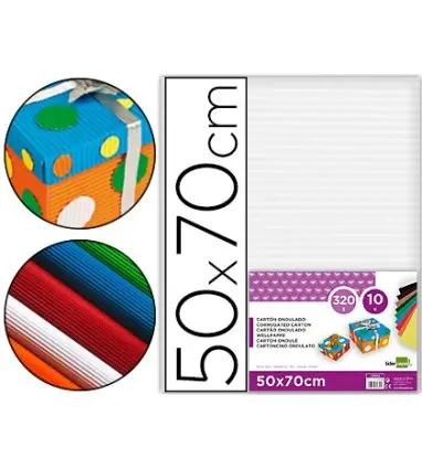 pack de 10 unidades de Cartón ondulado liderpapel 50 x 70cm 320g/m2 blanco