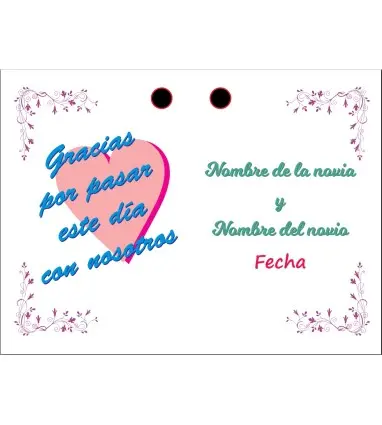 Pack de 24 etiquetas libro colgantes personalizadas a tu gusto en carton de 240 g/m de 6 x 4,5 cm con cuerda