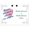 Pack de 24 etiquetas libro colgantes personalizadas a tu gusto en carton de 240 g/m de 6 x 4,5 cm con cuerda
