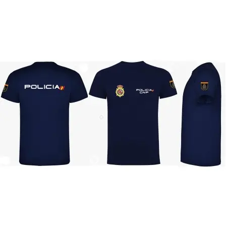 Camiseta Policia Adulto y Niño Personalizada por Delante, Por Detras y en la manga de Roly