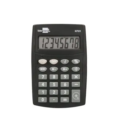 Calculadora liderpapel bolsillo xf01 8 digitos pilas color negro 99x64x9 mm