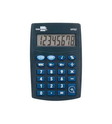 Calculadora liderpapel bolsillo xf02 8 digitos pilas color azul 99x64x9 mm