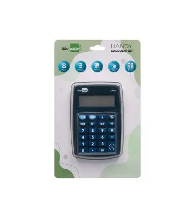Calculadora liderpapel bolsillo xf02 8 digitos pilas color azul 99x64x9 mm