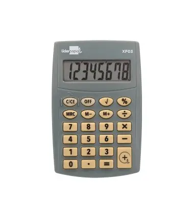Calculadora liderpapel bolsillo xf03 8 digitos pilas color gris 99x64x9 mm