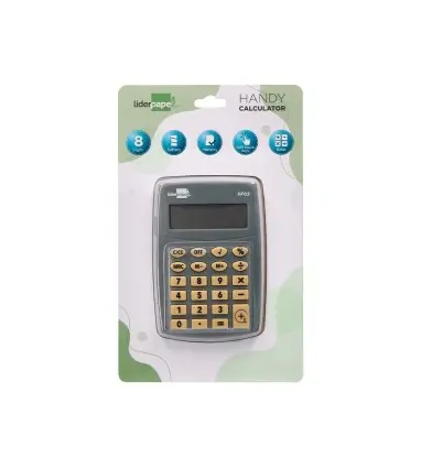 Calculadora liderpapel bolsillo xf03 8 digitos pilas color gris 99x64x9 mm