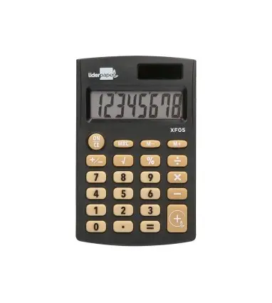 Calculadora liderpapel bolsillo xf05 8 digitos solar y pilas color negro 98x62x8 mm