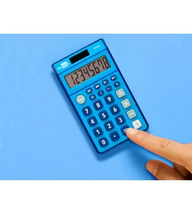 Calculadora liderpapel bolsillo xf09 8 digitos solar y pilas color azul 115x65x8 mm