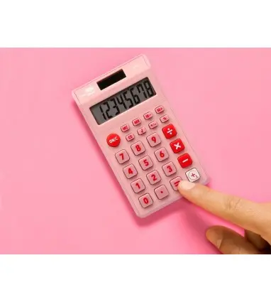 Calculadora liderpapel bolsillo xf12 8 digitos solar y pilas color rosa 115x65x8 mm