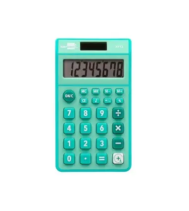 Calculadora liderpapel bolsillo xf13 8 digitos solar y pilas color verde 115x65x8 mm