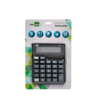 Calculadora liderpapel sobremesa xf16 8 digitos solar y pilas color negro 127x105x24 mm