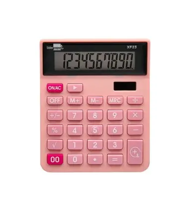 Calculadora liderpapel sobremesa xf23 10 digitos solar y pilas color rosa 127x105x24 mm