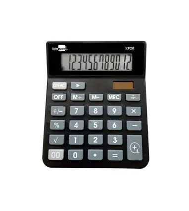 Calculadora liderpapel sobremesa xf26 12 digitos solar y pilas 127x105x24 mm color negro