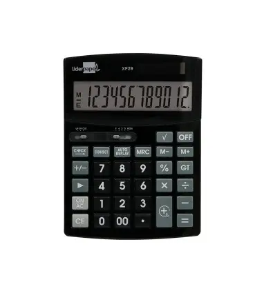 Calculadora liderpapel sobremesa xf29 12 digitos solar y pilas color negro 190x140x30 mm
