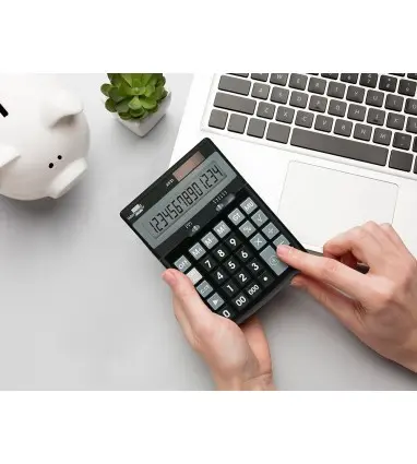 Calculadora liderpapel sobremesa xf31 14 digitos solar y pilas color negro 170x122x35 mm
