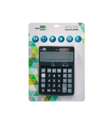 Calculadora liderpapel sobremesa xf31 14 digitos solar y pilas color negro 170x122x35 mm