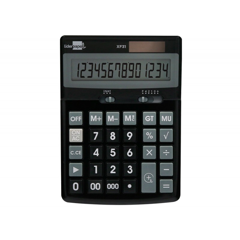 Calculadora liderpapel sobremesa xf31 14 digitos solar y pilas color negro 170x122x35 mm