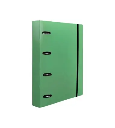 Carpeta con recambio liderpapel a4 cuadro 5mm 100 hojas 80g polipropileno 4 anillas 25mm color verde
