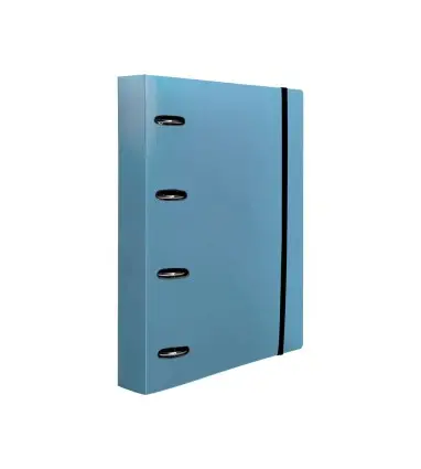 Carpeta con recambio liderpapel a4 cuadro 5mm 100 hojas 80g polipropileno 4 anillas 40mm celeste opaco