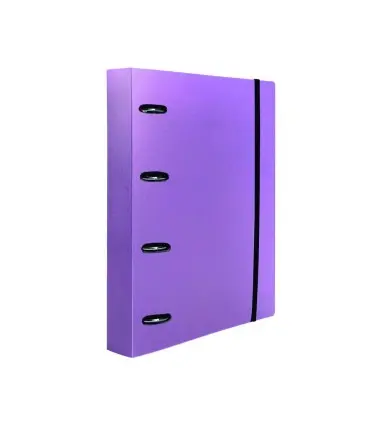 Carpeta con recambio liderpapel a4 cuadro 5mm 100 hojas 80g polipropileno 4 anillas 40mm lavanda opaco