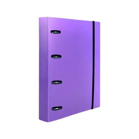Carpeta con recambio liderpapel a4 cuadro 5mm 100 hojas 80g polipropileno 4 anillas 40mm lavanda opaco