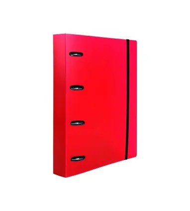 Carpeta con recambio liderpapel a4 cuadro 5mm 100 hojas 80g polipropileno 4 anillas 40mm rojo translucido