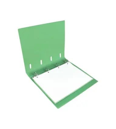 Carpeta con recambio liderpapel a4 cuadro 5mm 100 hojas 80g polipropileno 4 anillas 40mm verde manzana