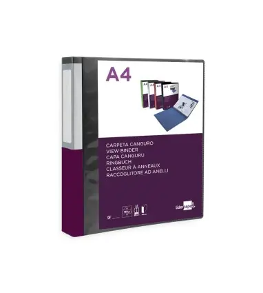 Carpeta liderpapel canguro 2 anillas 25 mm mixtas polipropileno din a4 negro opaco