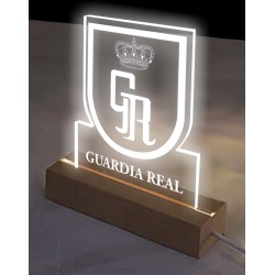 Lampara Base de madera con Luz LED y metacrilato Transparente de la Guardia Real