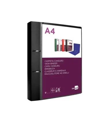 Carpeta liderpapel canguro 2 anillas 40 mm mixtas polipropileno din a4 negro opaco