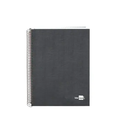 Cuaderno espiral liderpapel a5 micro papercoat tapa forrada 140h 75 gr cuadro5mm 5 bandas 6 taladros negro