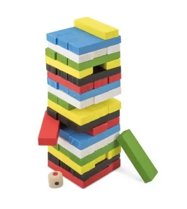 JUEGO DE MESA JENGA de colores de madera