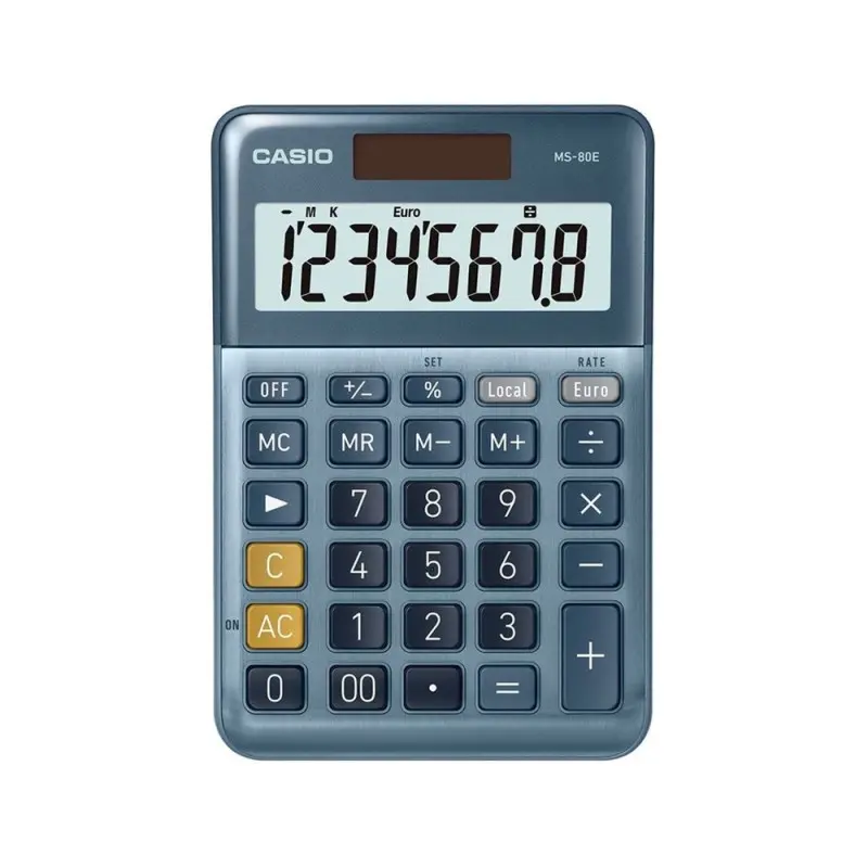 Calculadora casio ms-80e sobremesa 8 digitos tx +/- tecla doble cero color azul