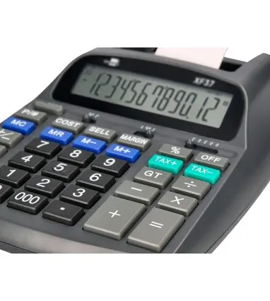 Calculadora liderpapel impresora pantalla papel 57 mm 12 digitos impresion bicolor negra 225x158x56 mm