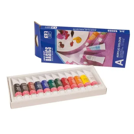 Pintura acrilica artist caja carton de 12 colores surtidos tubo de 12 ml