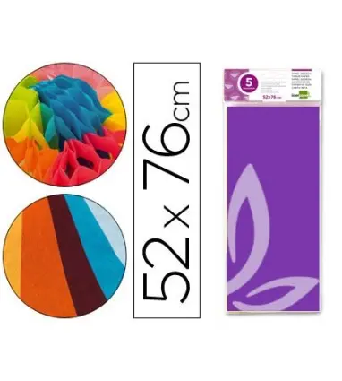 Papel seda liderpapel 52x76cm 18g/m2 bolsa de 5 hojas violeta