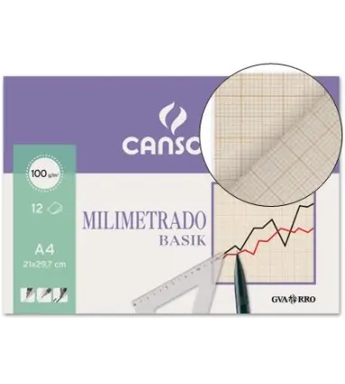 Papel milimetrado guarro 210x297 mm minipack de 12 hojas