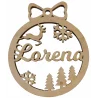 Bola de navidad de madera artesanal con dibujo y nombre personalizado