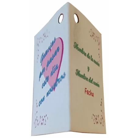 Pack de 24 etiquetas libro colgantes personalizadas a tu gusto en carton de 240 g/m de 6 x 4,5 cm con cuerda