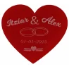 Imán de metacrilato artesanal con dibujo y nombre personalizado para empresas, bodas o eventos con forma de Corazón
