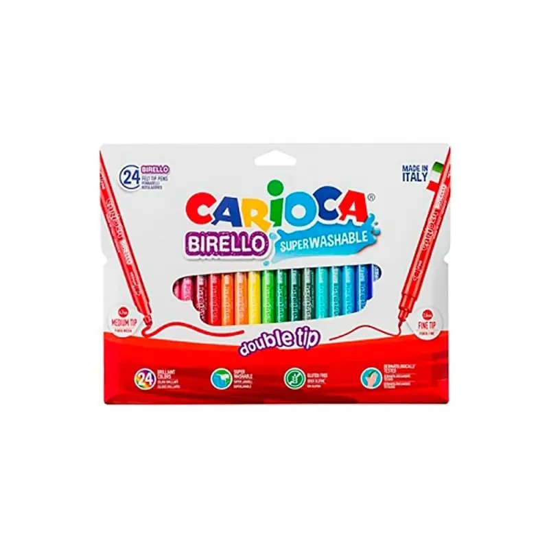 ROTULADOR CARIOCA BIRELO BIPUNTA CAJA DE 24 COLORES