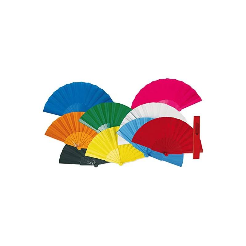Abanicos de Plastico y Tela de Colores Variados (100 unidades) con envío incluido
