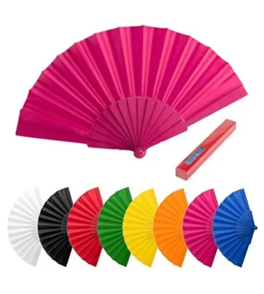 Abanicos de Plastico y Tela de Colores Variados (100 unidades) con envío incluido