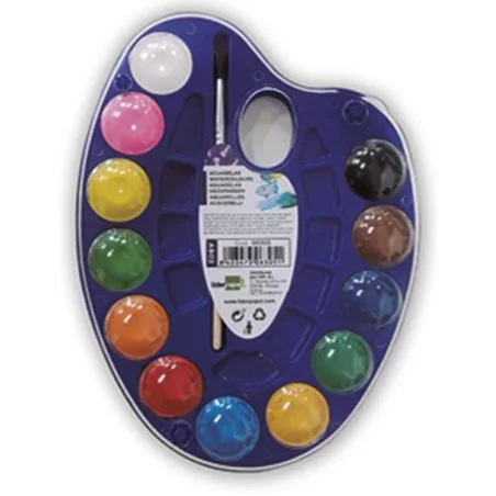 Acuarela liderpapel 12 colores con pincel y deposito incluye paleta de plastico