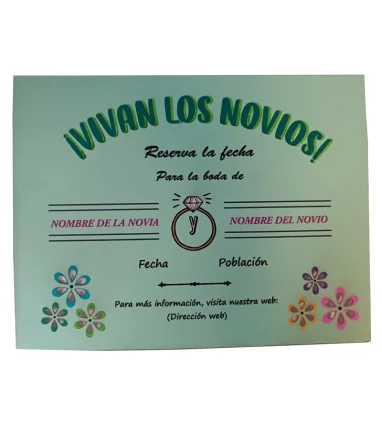 Pack de 16 unidades de Invitacion de Boda de cartulina de 15 x 11 cm Totalmente personalizada