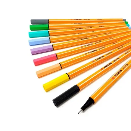 Rotulador stabilo punta de fibra point 88 estuche de 8 colores surtidos pastel