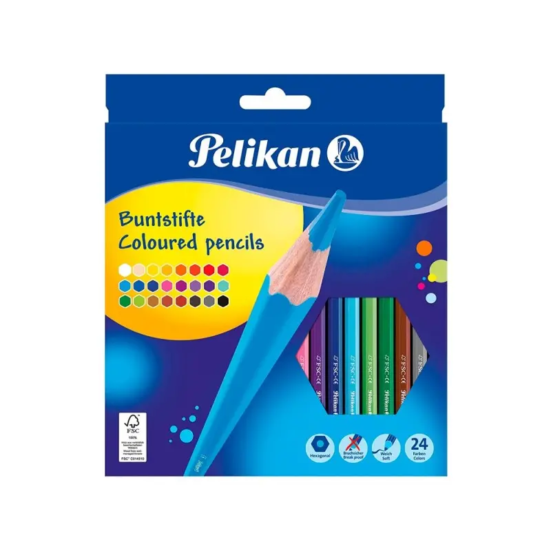 Lapices de colores pelikan hexagonales 24 colores caja de carton
