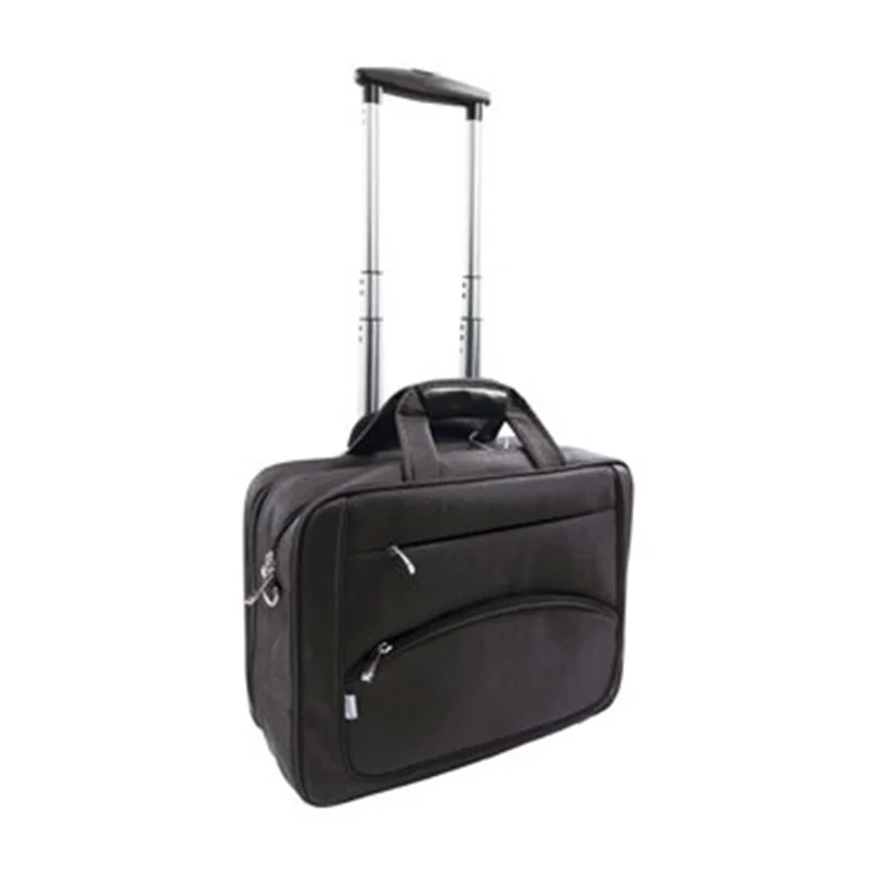 Maletin para portatil q-connect 16" negro 1 asa 2 bolsillos exteriores y ruedas medidas 410x325x150 mm.