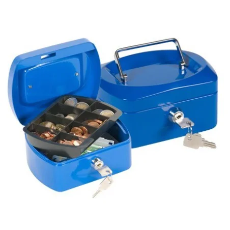 Caja caudales q-connect 6" 152x115x80 mm azul con portamonedas