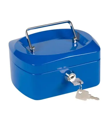 Caja caudales q-connect 6" 152x115x80 mm azul con portamonedas