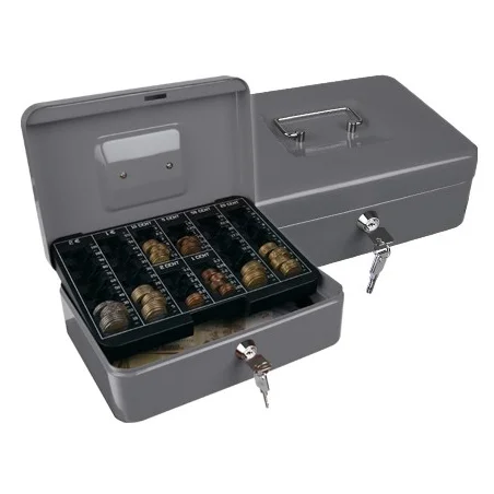 Caja caudales q-connect 10" 250x180x90 mm plata con portamonedas